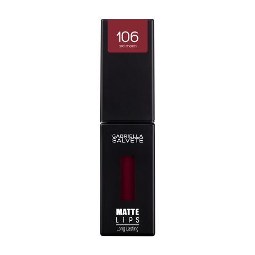 Gabriella Salvete Matte Lips dlhotrvajúci tekutý rúž s matným efektom odtieň 106 Red Moon 4,5 ml