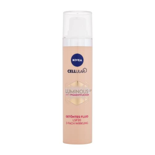 Nivea Cellular Luminous 630 Antispot Tinted Fluid SPF20 40 ml denný pleťový krém pre ženy poškodená krabička na pigmentové škvrny