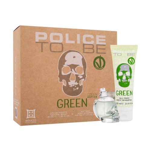 Police To Be Green darčeková kazeta toaletná voda 40 ml + šampón 100 ml unisex