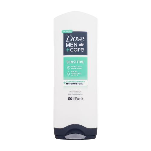 Dove Men+Care Sensitive sprchový gél na tvár, telo a vlasy pre mužov 250 ml