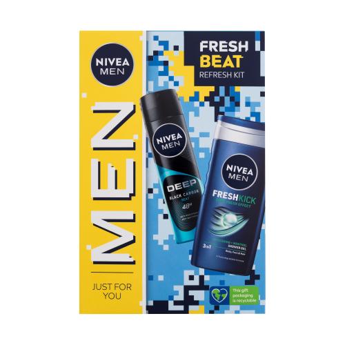 Nivea Men Fresh Beat darčeková kazeta sprchovací gél Men Fresh Kick 250 ml + antiperspirant Men Deep Beat 150 ml pre mužov