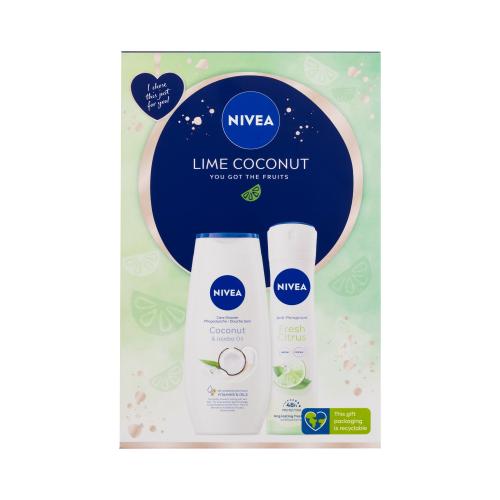 Nivea Lime Coconut darčeková kazeta sprchovací gél Coconut & Jojoba Oil 250 ml + antiperspirant Fresh Citrus 150 ml pre ženy