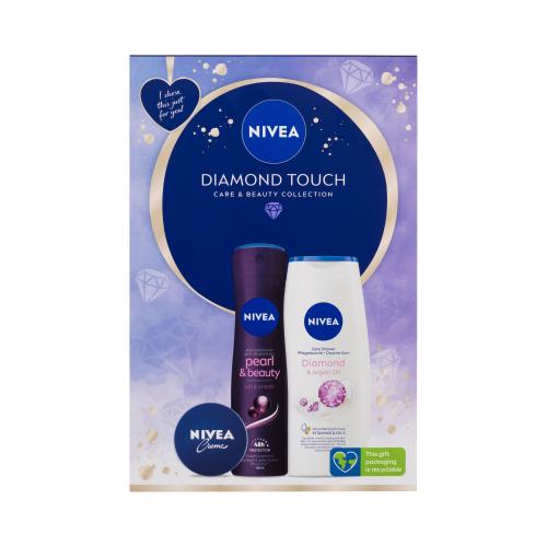 Nivea Diamond Touch darčeková kazeta sprchovací gél Diamond & Argan Oil 250 ml + antiperspirant Pearl & Beauty 150 ml + univerzálny krém Creme 30 ml W