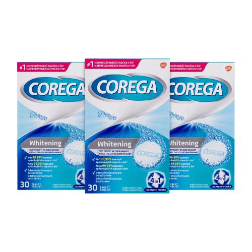 Corega Tabs Whitening Trio čistiace tablety a roztoky Čistiace tablety 3 x 30 tabliet unisex
