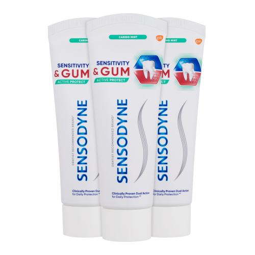 Sensodyne Sensitivity & Gum Caring Mint Trio zubná pasta zubná pasta 3 x 75 ml unisex