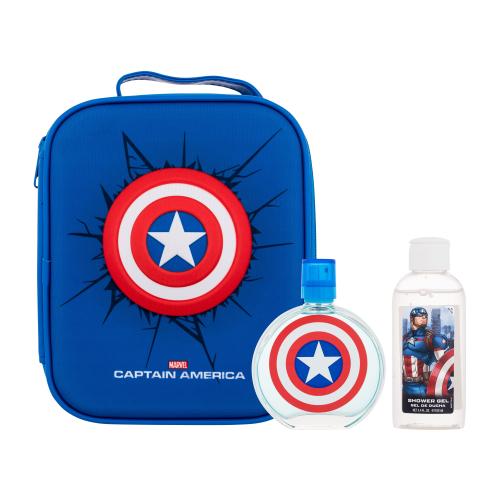 Marvel Captain America darčeková kazeta toaletná voda 100 ml + sprchovací gél 100 ml + kozmetická taštička pre deti