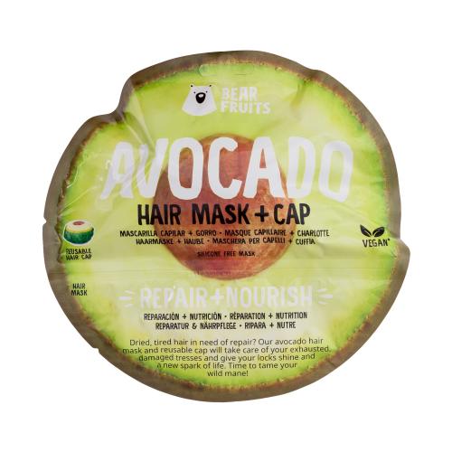 Bear Fruits Avocado Hair Mask + Cap maska na vlasy maska na vlasy Avocado Hair Mask 20 ml + čapica na vlasy unisex na šedivé vlasy