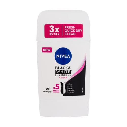 Nivea Black & White Invisible Clear 48h 50 ml antiperspirant pre ženy deostick