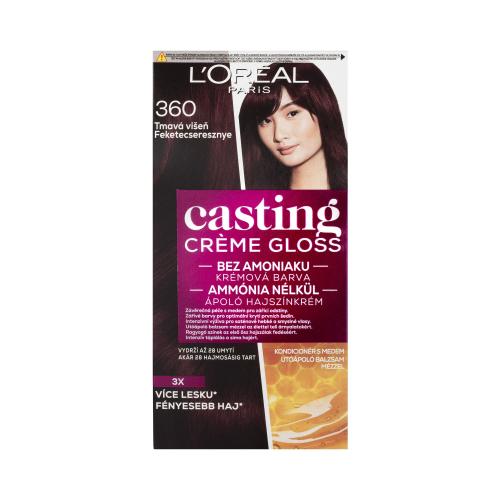 L'Oréal Paris Casting Creme Gloss 48 ml farba na vlasy pre ženy 360 Black Cherry na všetky typy vlasov; na farbené vlasy