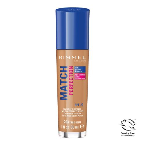 Rimmel Match Perfection tekutý make-up SPF 20 odtieň 203 True Beige 30 ml