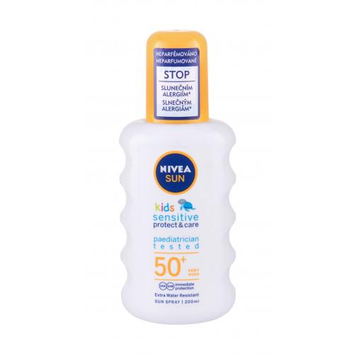 Nivea Sun Kids Protect & Sensitive Sun Spray SPF50+ 200 ml opaľovací prípravok na telo pre deti