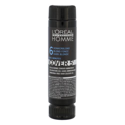L'Oréal Professionnel Homme Cover 5´ 3x50 ml farba na vlasy pre mužov poškodená krabička 6 Dark Blond na všetky typy vlasov; na farbené vlasy