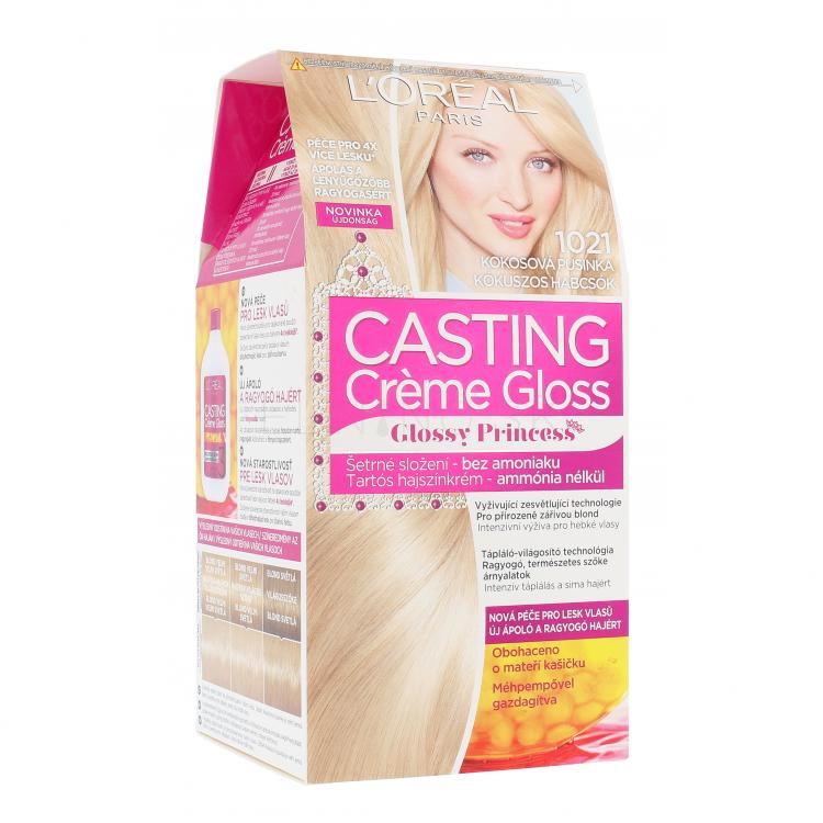 L&#039;Oréal Paris Casting Creme Gloss Glossy Princess Farba na vlasy pre ženy 48 ml Odtieň 1021 Coconut Baby poškodená krabička