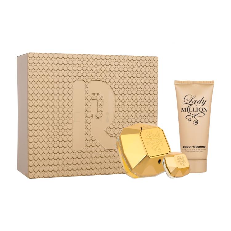 Paco Rabanne Lady Million Darčeková kazeta parfumovaná voda 80 ml + telové mlieko 100 ml + parfumovaná voda 5 ml