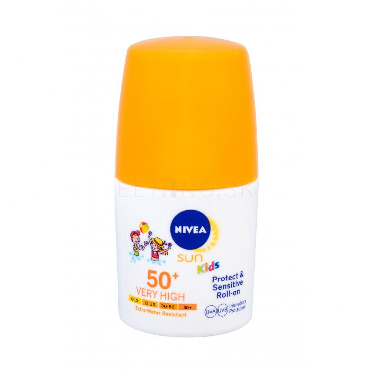 Nivea Sun Kids Protect &amp; Sensitive Roll-on SPF50+ Opaľovací prípravok na telo pre deti 50 ml