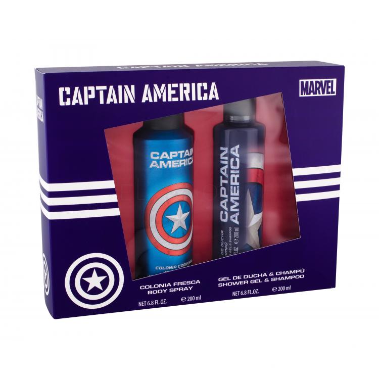 Marvel Captain America Darčeková kazeta sprchovací gél 200 ml + telový sprej 200 ml