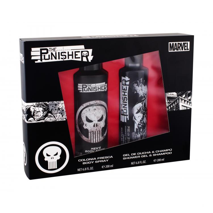 Marvel The Punisher Darčeková kazeta sprchovací gél 200 ml + telový sprej 200 ml