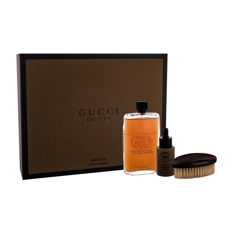 Gucci Guilty Absolute Pour Homme Darčeková kazeta parfumovaná voda 90 ml + olej na fúzy 30 ml + kefa na fúzy