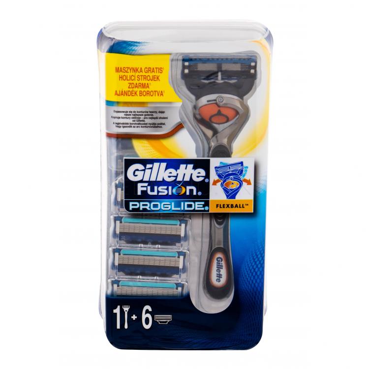 Gillette Fusion Proglide Flexball Darčeková kazeta holiaci strojček s jednou hlavicou 1 ks + náhradná hlavica 6 ks
