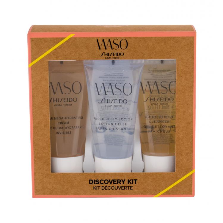 Shiseido Waso Quick Gentle Cleanser Darčeková kazeta čiastiaci gél 30 ml + čistiace gélové mlieko 30 ml + denná pleťová starostlivosť 30 ml