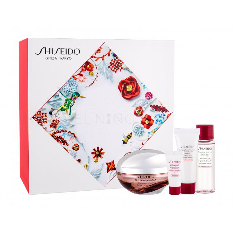 Shiseido Bio-Performance LiftDynamic Cream Darčeková kazeta denná pleťová starostlivosť 50 ml + pleťové sérum ULTIMUNE 5 ml + čistiaca pena Clarifying Cleansing Foam 15 ml + pleťová voda Treatment Softener 30 ml
