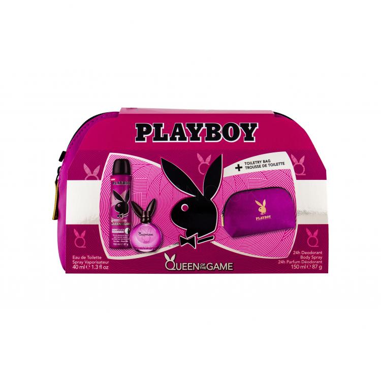 Playboy Queen of the Game Darčeková kazeta toaletná voda 40 ml + dezodorant 150 ml + kozmetická taška