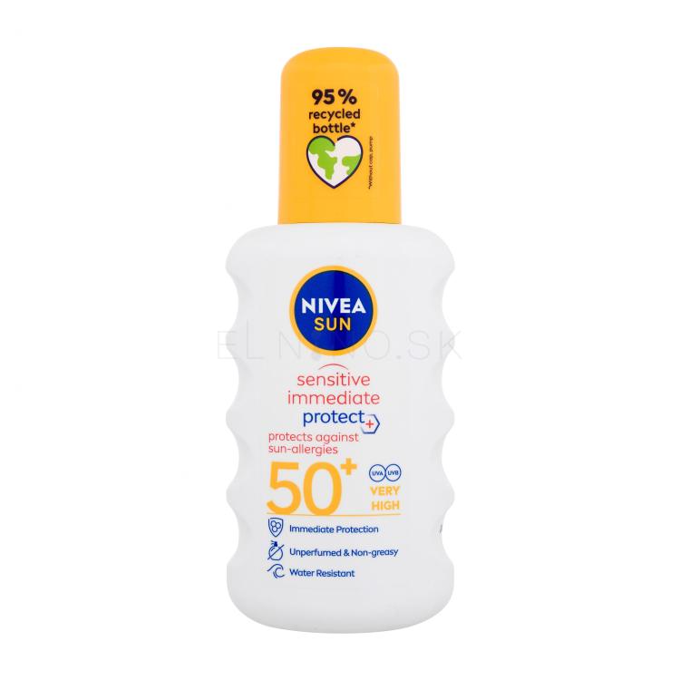 Nivea Sun Sensitive Immediate Protect+ Sun-Allergy SPF50+ Opaľovací prípravok na telo 200 ml