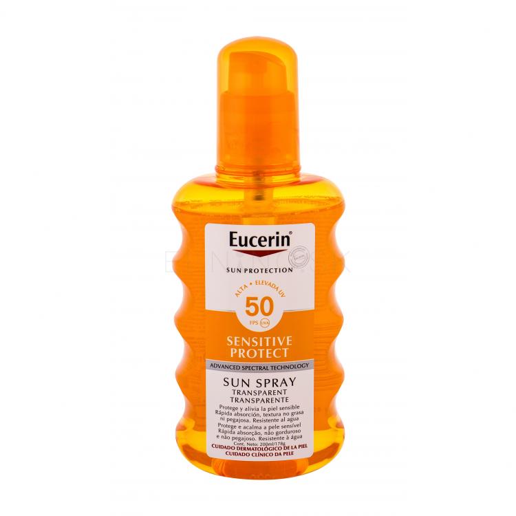 Eucerin Sun Sensitive Protect Sun Spray Transparent SPF50 Opaľovací prípravok na telo 200 ml