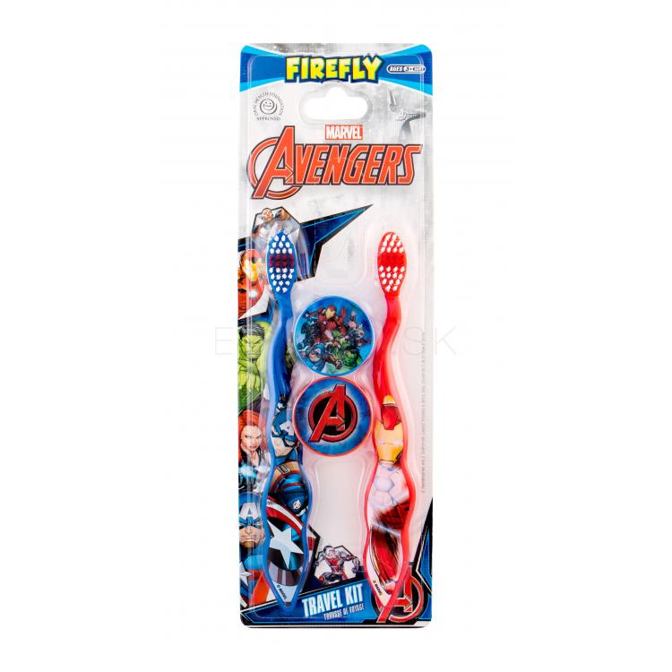 Marvel Avengers Toothbrush Darčeková kazeta zubná kefka 2 ks + púzdro 2 ks