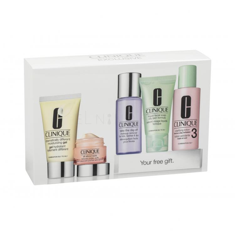 Clinique Daily Essentials Combination Skin Darčeková kazeta 50ml DDM gel + 15ml All About Eyes + 30ml Liquid Facial Soap Mild + 60ml Clarifying Lotion 3 + 50ml Take  the Day Off Makeup Remover