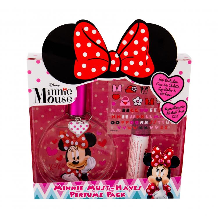 Disney Minnie Mouse Darčeková kazeta toaletná voda 50 ml + balzam na pery 3,5 g + samolepky