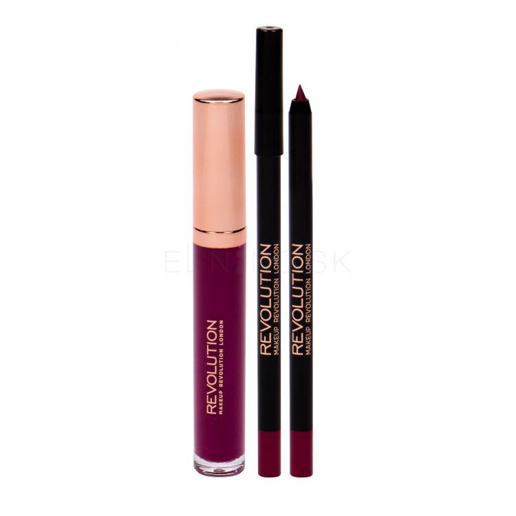Makeup Revolution London Retro Luxe Gloss Lip Kit Darčeková kazeta lesk na pery 5,5 ml + kontúrovacia ceruzka na pery 1 g