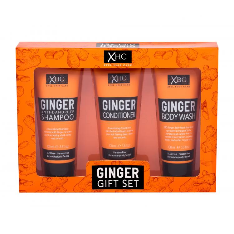 Xpel Ginger Darčeková kazeta šampón 100 ml + kondicionér 100 ml + sprchovací gél 100 ml
