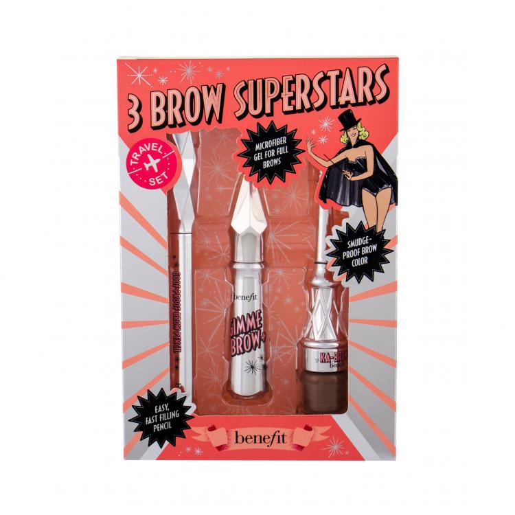 Benefit Gimme Brow+ 3 Brow Superstars Darčeková kazeta objemový gél na obočie 3 g + ceruzka na obočie Goof Proof 0,17 g + krémový gél na obočie Ka-Brow! 1,5 g