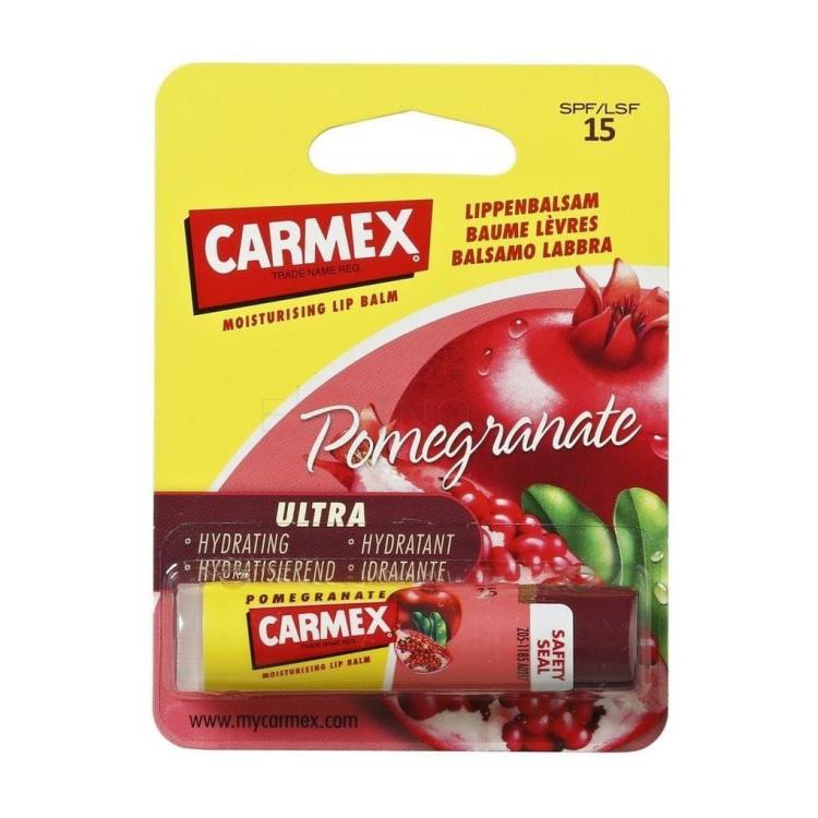 Carmex Ultra Moisturising Lip Balm Pomegranate SPF15 Balzam na pery pre ženy 4,25 g