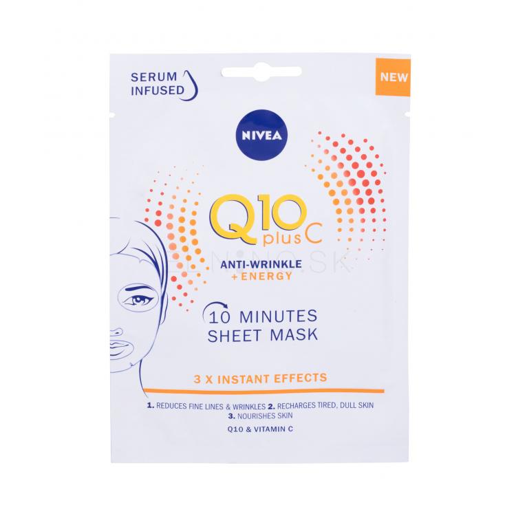 Nivea Q10 Plus C 10 Minutes Sheet Mask Pleťová maska pre ženy 1 ks