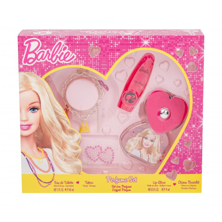 Barbie Barbie Darčeková kazeta toaletná voda 50 ml + tetovanie + lesk na pery 9 ml + retiezka na ruku 1 ks