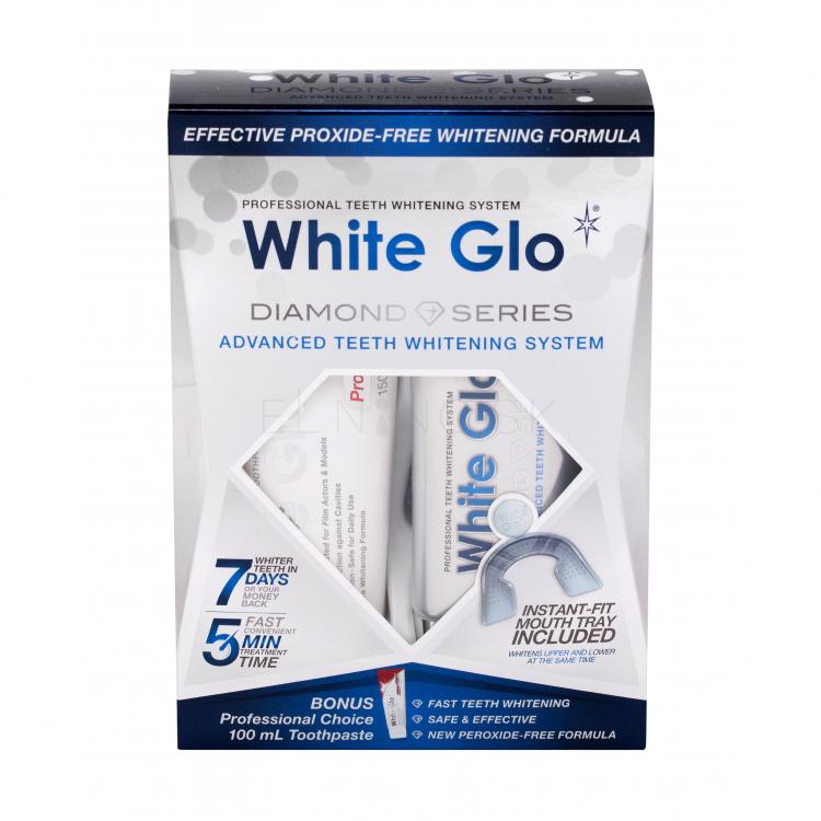 White Glo Diamond Series Advanced teeth Whitening System Darčeková kazeta 7 denná bieliaca kúra 50 ml + zubná pasta Professional Choice 100 ml