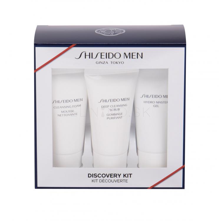 Shiseido MEN Hydro Master Gel Darčeková kazeta pleťový gél Hydro Master Gel 30 ml + čistiaca pena Cleansing Foam 30 ml + pleťový peeling Deep Cleansing Scrub 30 ml