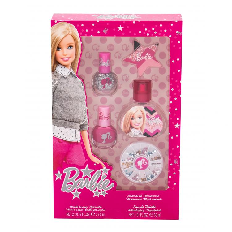Barbie Barbie Darčeková kazeta toaletná voda 30 ml + lak na nechty 2 x 5 ml + pilník na nechty + zdobiace kamienky na nechty