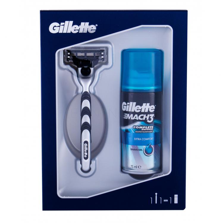 Gillette Mach3 Darčeková kazeta holiaci strojček s jednou hlavicou 1 ks + gél na holenie Extra Comfort 75 ml