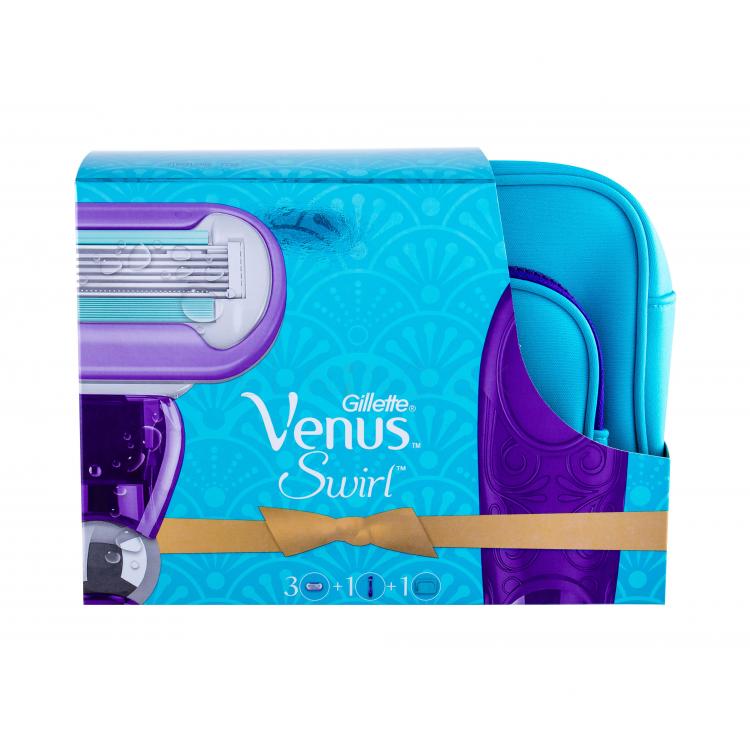 Gillette Venus Swirl Darčeková kazeta holiaci strojček s jednou hlavicou 1 ks + náhradná hlavica 2 ks + kozmetická taška