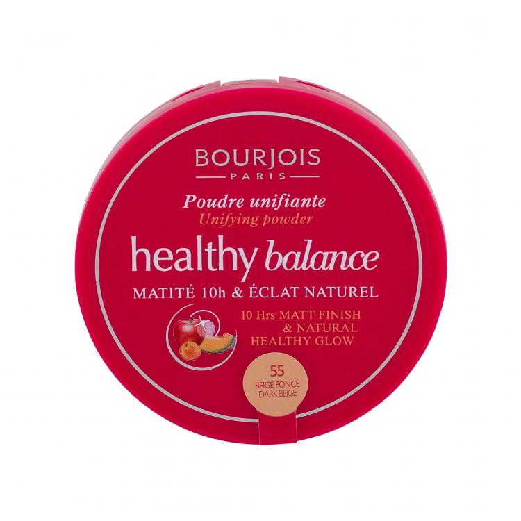 BOURJOIS Paris Healthy Balance Púder pre ženy 9 g Odtieň 55 Dark Beige