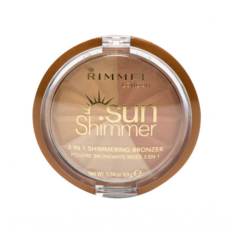 Rimmel London Sun Shimmer 3in1 Bronzer pre ženy 9,9 g Odtieň 001 Gold Princess