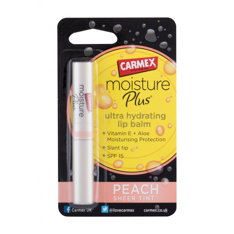 Carmex Moisture Plus SPF15 Balzam na pery pre ženy 2 g Odtieň Peach