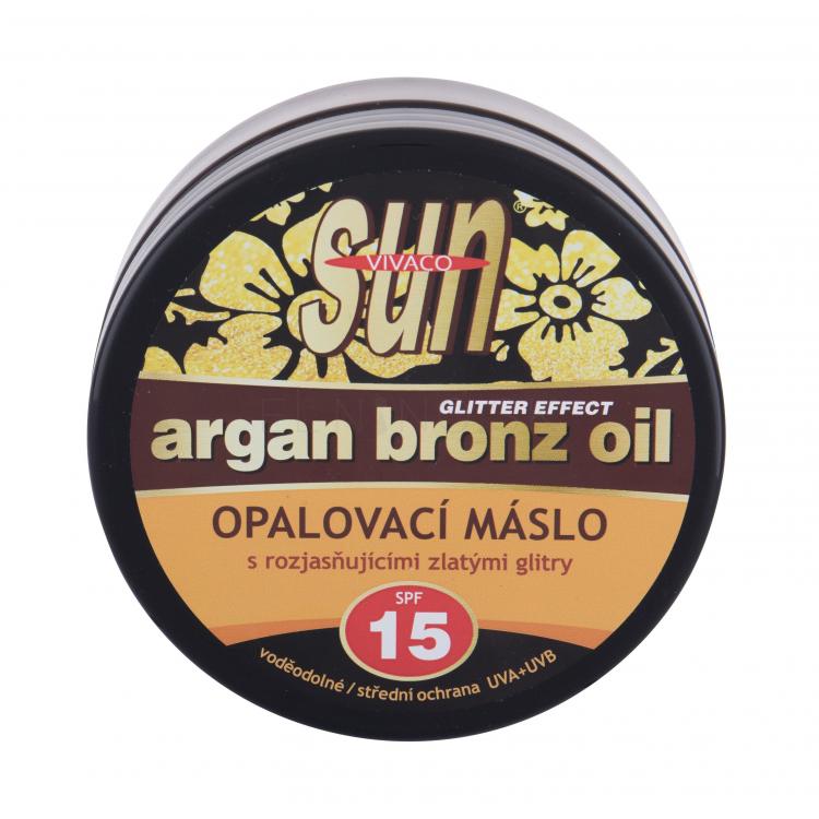 Vivaco Sun Argan Bronz Oil Glitter Effect SPF15 Opaľovací prípravok na telo 200 ml