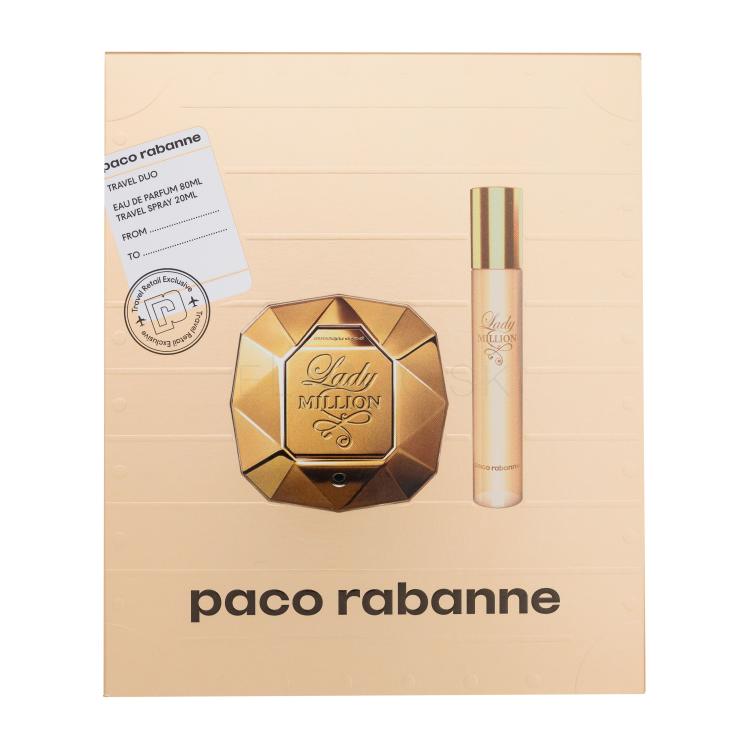 Paco Rabanne Lady Million Darčeková kazeta parfumovaná voda 80 ml + parfumovaná voda 20 ml