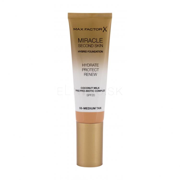 Max Factor Miracle Second Skin SPF20 Make-up pre ženy 30 ml Odtieň 08 Medium Tan