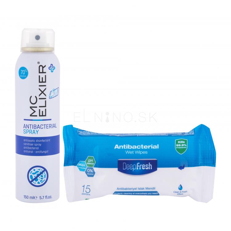 MC Elixier Antibacterial Spray Darčeková kazeta antibakteriálny sprej Antibacterial Spray 150 ml + antibakteriálne utierky Deep Fresh 15 ks