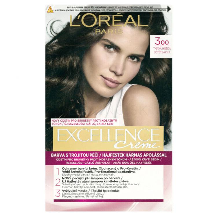 L&#039;Oréal Paris Excellence Creme Triple Protection Farba na vlasy pre ženy 48 ml Odtieň 300 Dark Brown